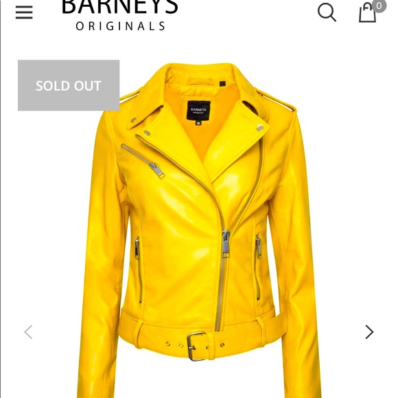 Barneys Originals Jackets & Blazers - Barney’s Originals Yellow Leather Moto Jacket, SZ 12
